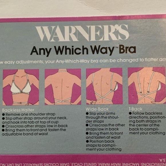 Vintage Warner’s Any Which Way Wire Free Cream Triangle Wrap Bralette 36 A B C - Picture 13 of 13
